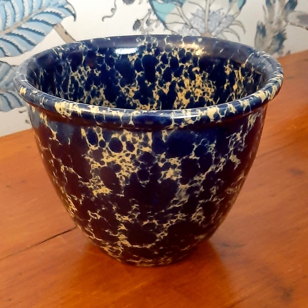 Vintage Bennington Potters Vermont Blue Agate 5.25" Tall Mixing All Purpose Bowl